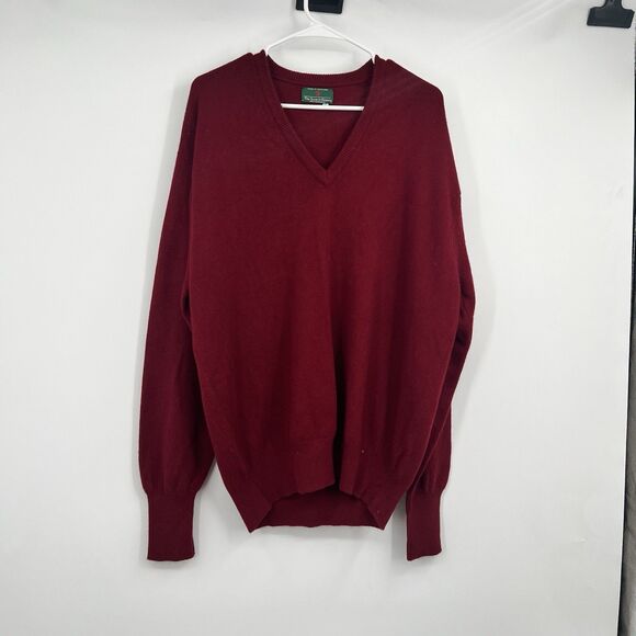 Mens The Scotch House 100% Cashmere Red VNeck Sweater 48